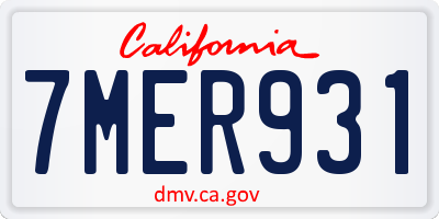 CA license plate 7MER931