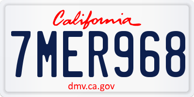 CA license plate 7MER968