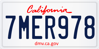 CA license plate 7MER978