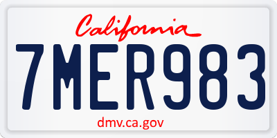 CA license plate 7MER983