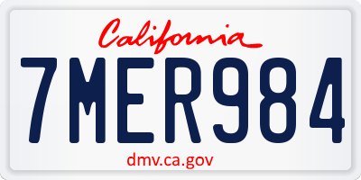 CA license plate 7MER984