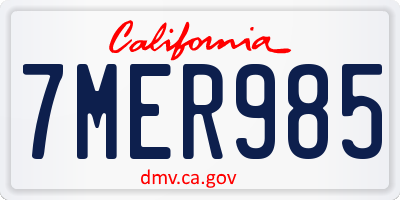 CA license plate 7MER985
