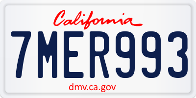 CA license plate 7MER993