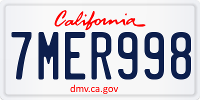 CA license plate 7MER998