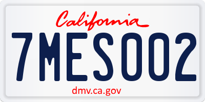 CA license plate 7MES002