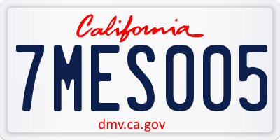 CA license plate 7MES005