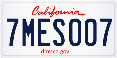 CA license plate 7MES007