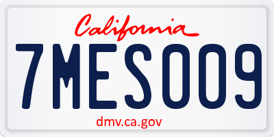CA license plate 7MES009