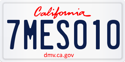 CA license plate 7MES010