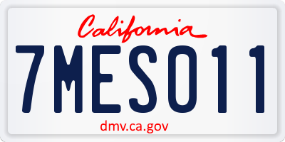 CA license plate 7MES011