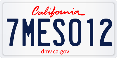 CA license plate 7MES012