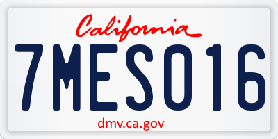 CA license plate 7MES016