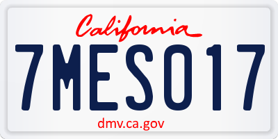 CA license plate 7MES017