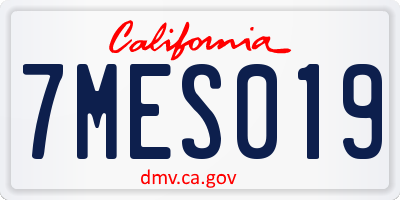 CA license plate 7MES019