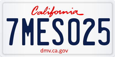 CA license plate 7MES025