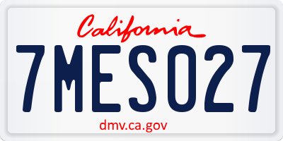 CA license plate 7MES027