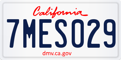 CA license plate 7MES029