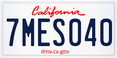 CA license plate 7MES040