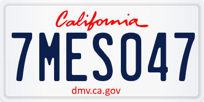 CA license plate 7MES047