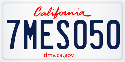 CA license plate 7MES050