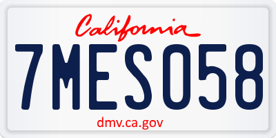 CA license plate 7MES058