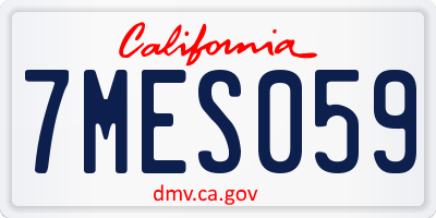 CA license plate 7MES059
