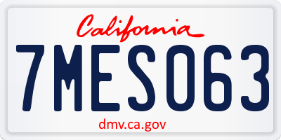 CA license plate 7MES063