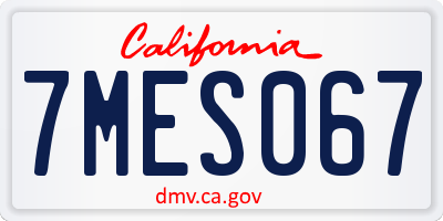 CA license plate 7MES067