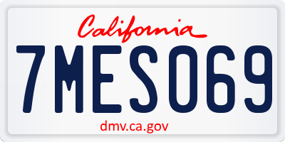 CA license plate 7MES069
