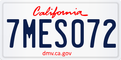 CA license plate 7MES072