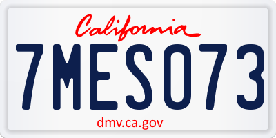 CA license plate 7MES073