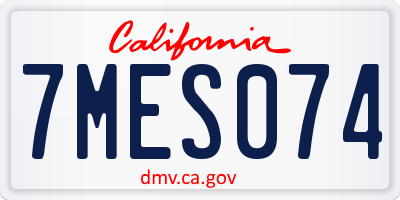 CA license plate 7MES074