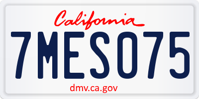 CA license plate 7MES075
