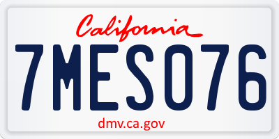 CA license plate 7MES076