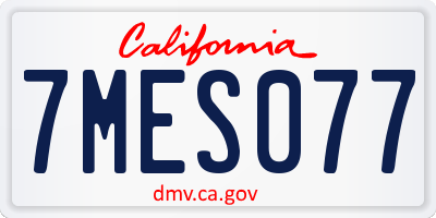 CA license plate 7MES077