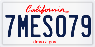 CA license plate 7MES079