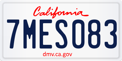 CA license plate 7MES083