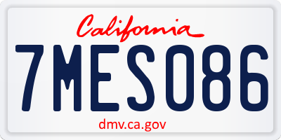 CA license plate 7MES086