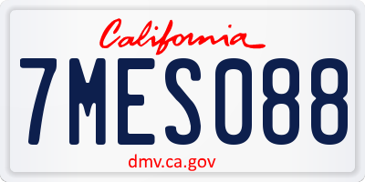 CA license plate 7MES088