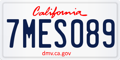 CA license plate 7MES089