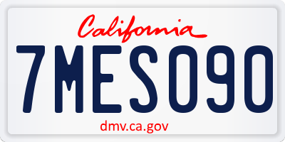 CA license plate 7MES090