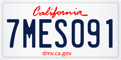 CA license plate 7MES091