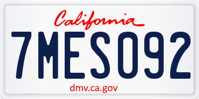 CA license plate 7MES092