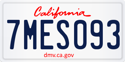 CA license plate 7MES093