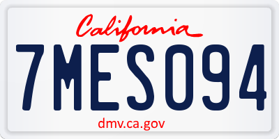 CA license plate 7MES094