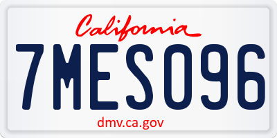 CA license plate 7MES096