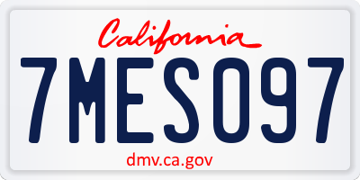 CA license plate 7MES097