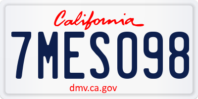 CA license plate 7MES098