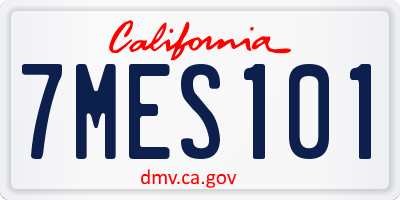 CA license plate 7MES101