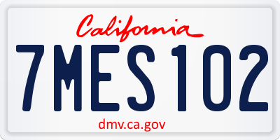 CA license plate 7MES102